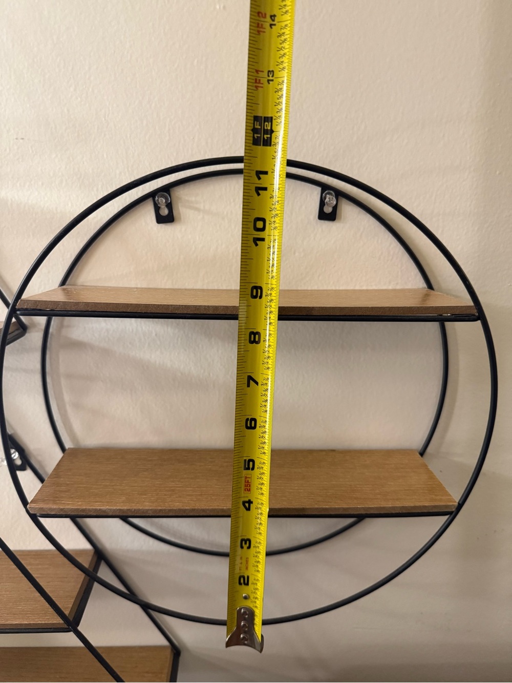 Black Metal and Wood Geometric Wall Shelves - Picture 4 of 5